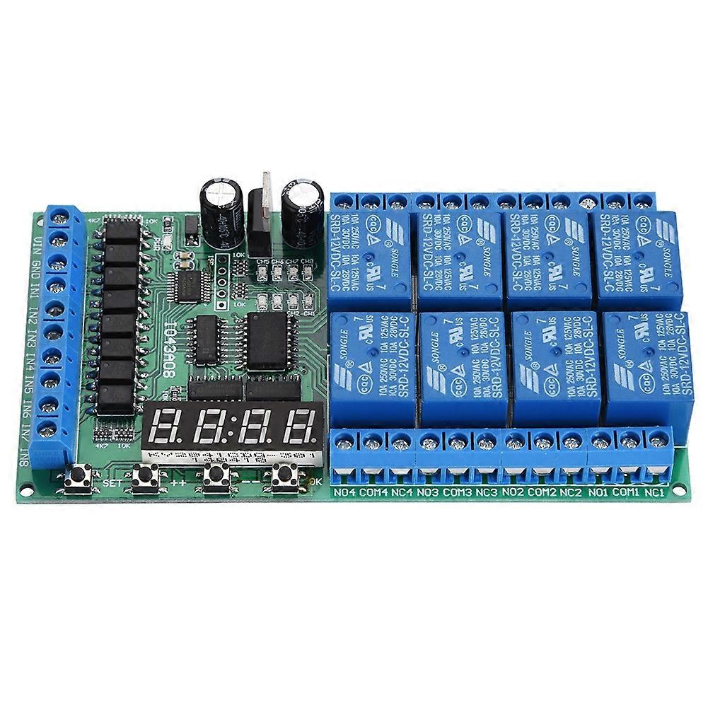 DC 12V 8CH LED Multifunction Digital Delay Time Cycle Timing Relay Switch Module