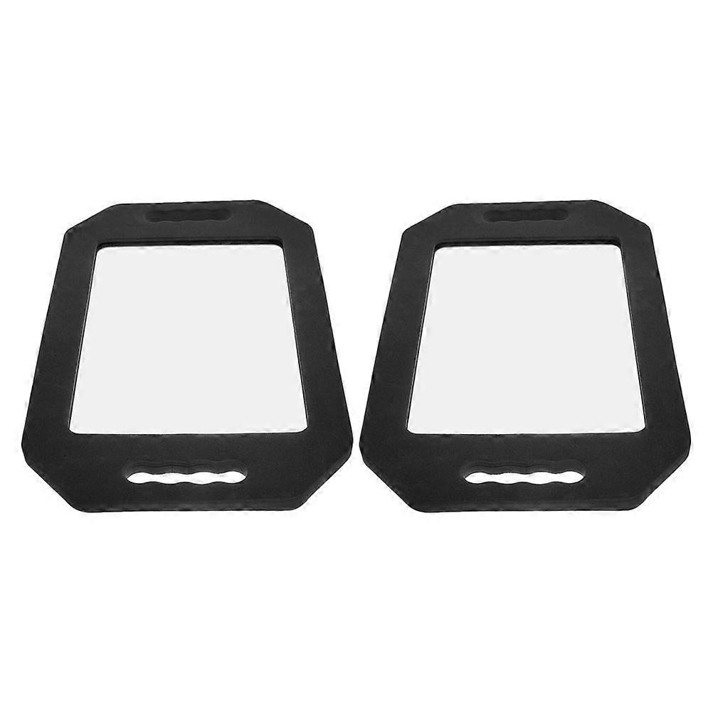 Durable Hair Salon Handheld Mirror 2Pcs Black Foam Glass Rectangular Model
