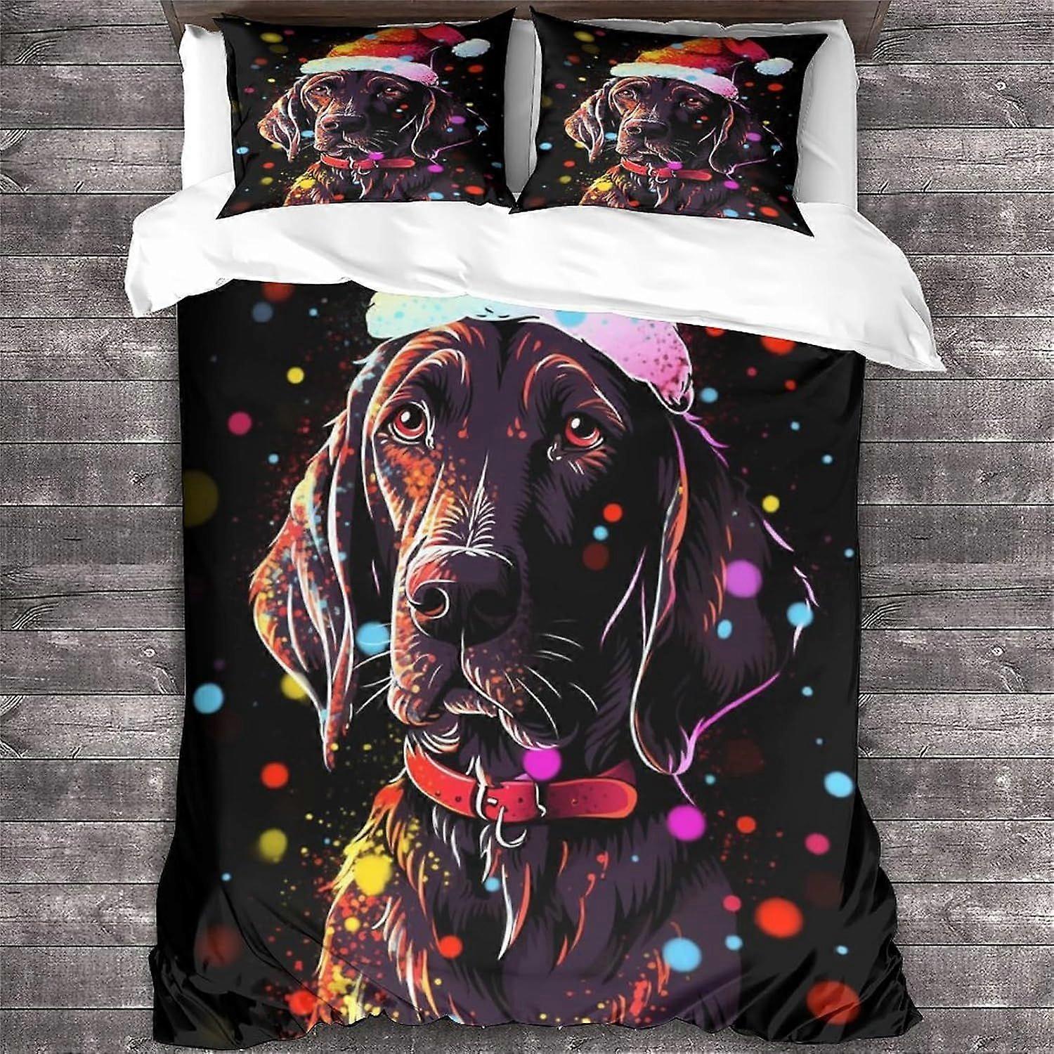 LikeEj غطاء لحاف مع أكياس وسائد نمط مجموعة فراش عيد الميلاد مع إغلاق سحاب غطاء لحاف ناعم من الألياف الدقيقة