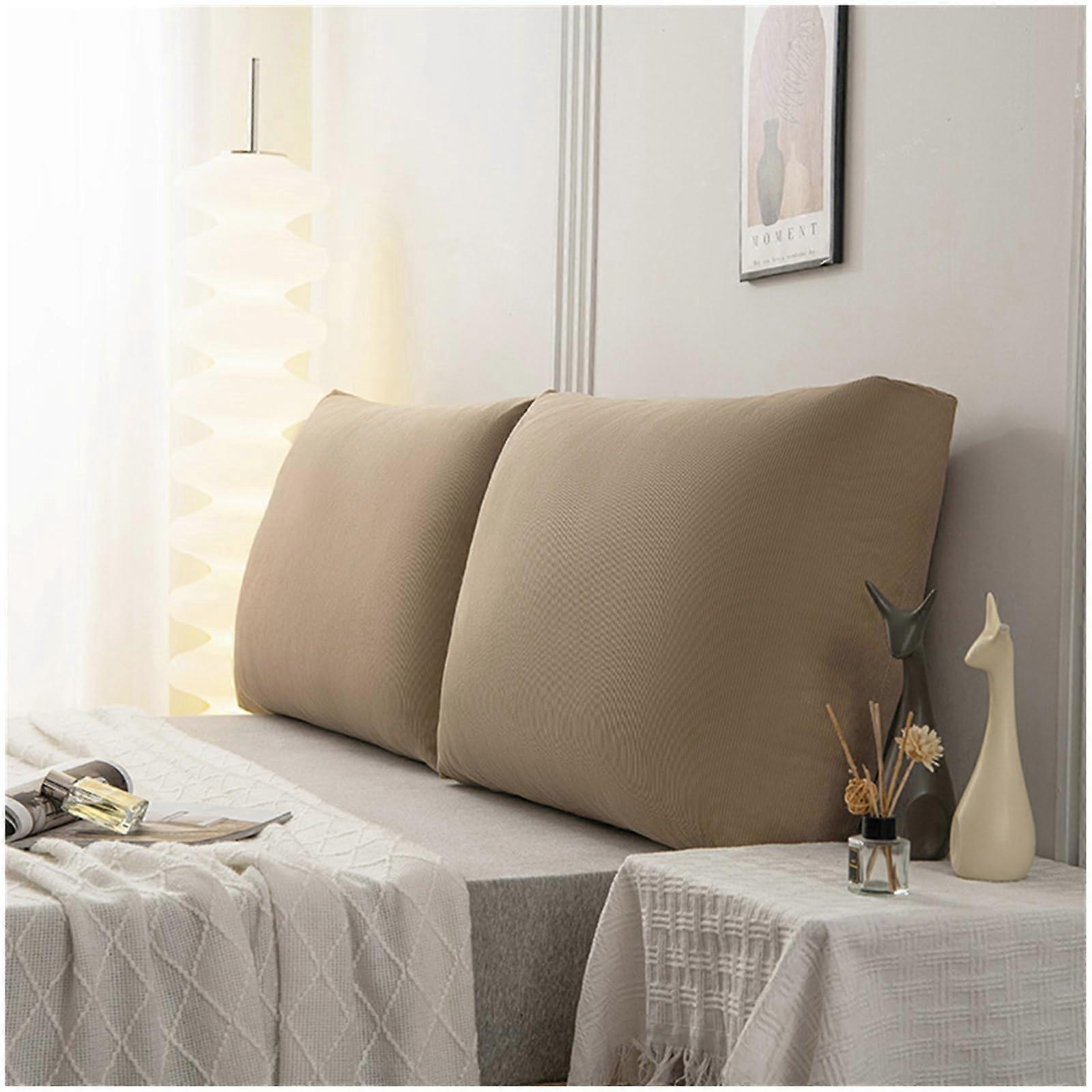 Wedge Pillow Headboard for Bed with Backrest Support for Reading or Sitting, Khaki 120x58x18cm