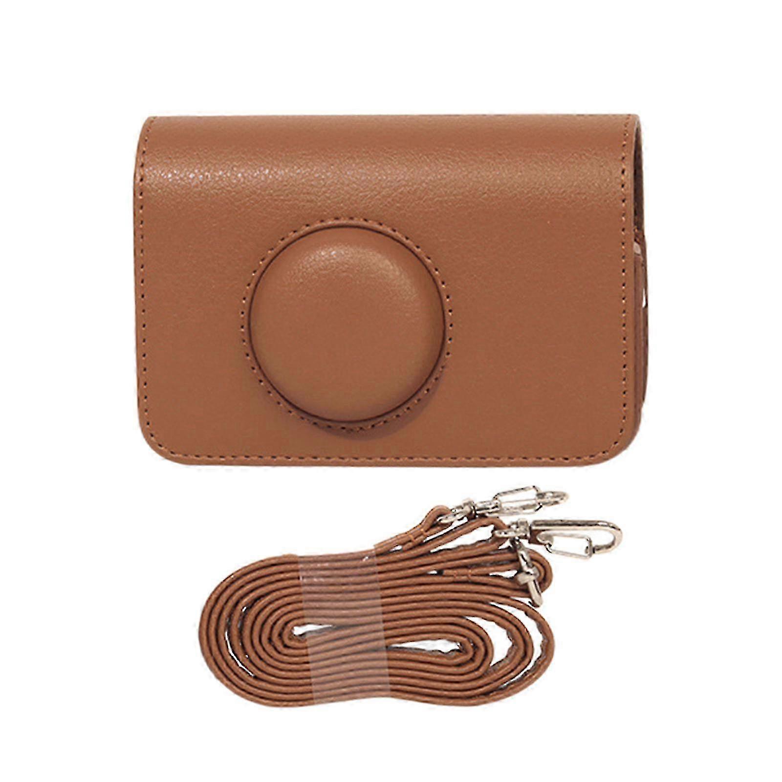 PU Leather Case Protector Camera Bag with Shoulder Strap for EKTAR H35 F9 501F Solid Color Carrying Case Portable brown z
