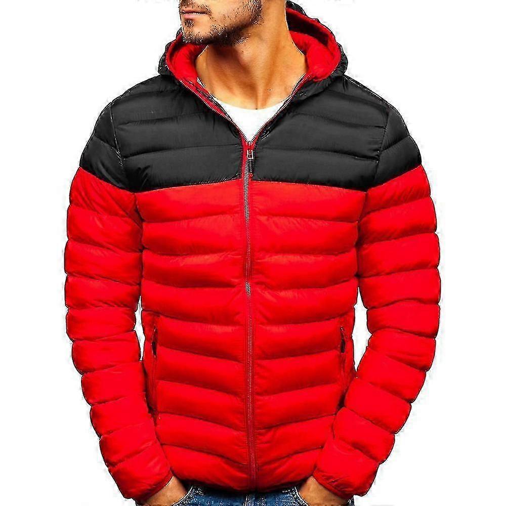 Quilted Down Jacket for Men - Warm Winter Coat with Hood and Secure Zip Pockets