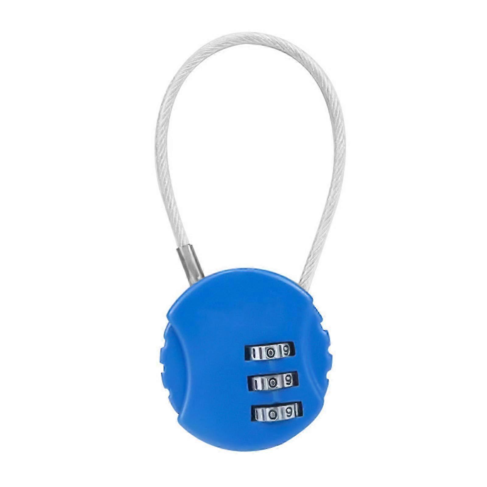 Suitcase Code Lock Cable Combination Travel Cable Lock Anti-theft Lock 3-Digit Helmet Lock Tear Resistant Multi-purpose Blue