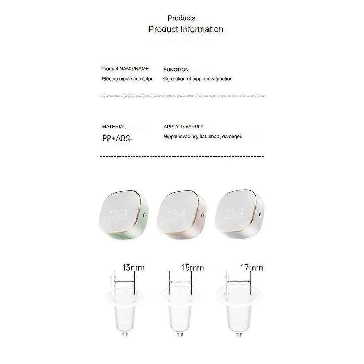 Elektrischer invertierter Brustwarzenkorrektor Tragbare Niplette Korrigieren Sie flache und invertierte Brustwarzen mit Leichtigkeit, um das Stillen zu unterstützen-C