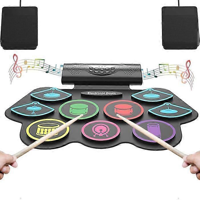 PIMPIMSKY Bluetooth elektronisk trommesett 9 forstørrede trommeskinn fargeskjerm kan kobles til en datamaskin