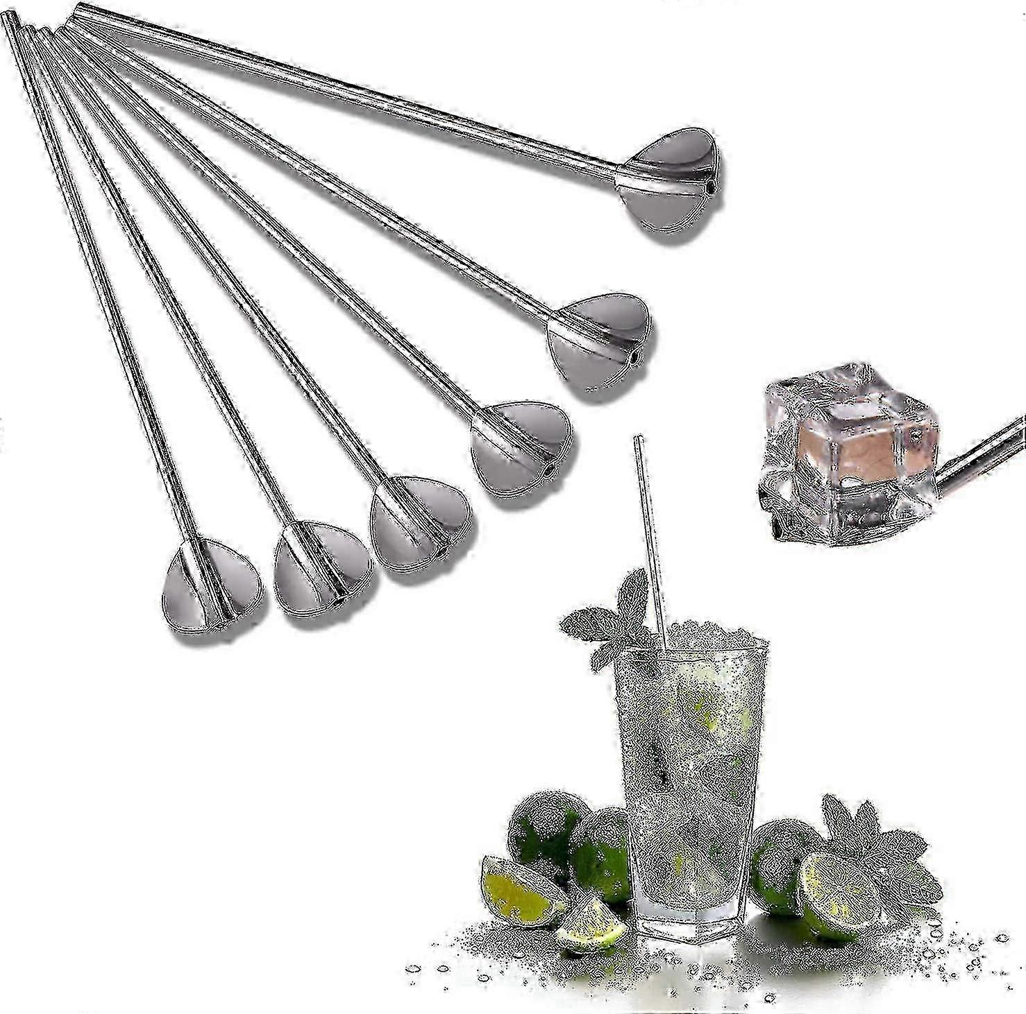 6 Pieces Stainless Steel Straws Spoons - Reusable Metal Straws With Spoons, Lang Latte Mac f54