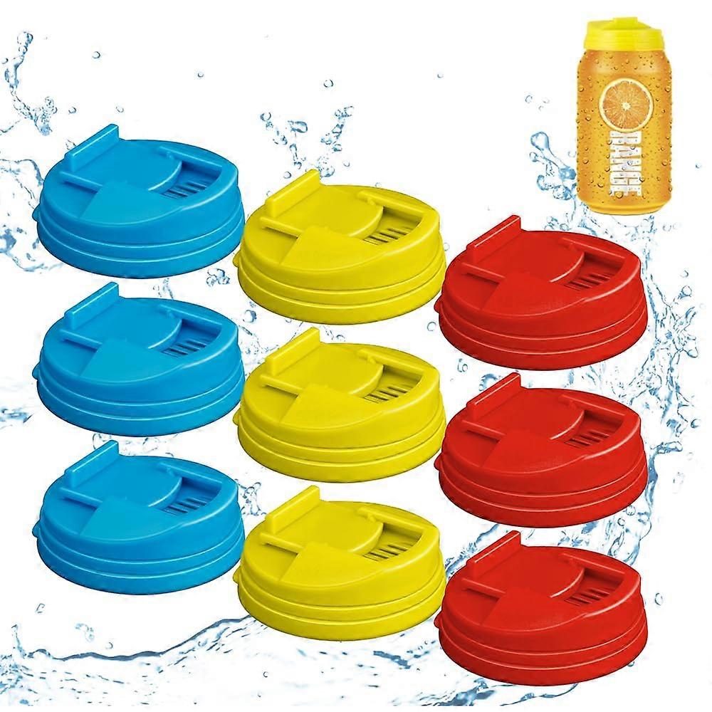 Soda Can Covers Set of 9, Leakproof Lids to Keep Drinks Fresh, Fits Standard 2.4' Cans