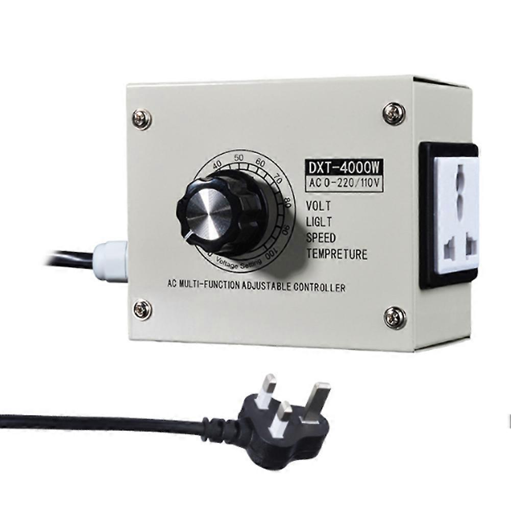 4000W Voltage Controller Adjustable SCR Dimmer UK Plug Stepless Variable Speed Voltage Regulator