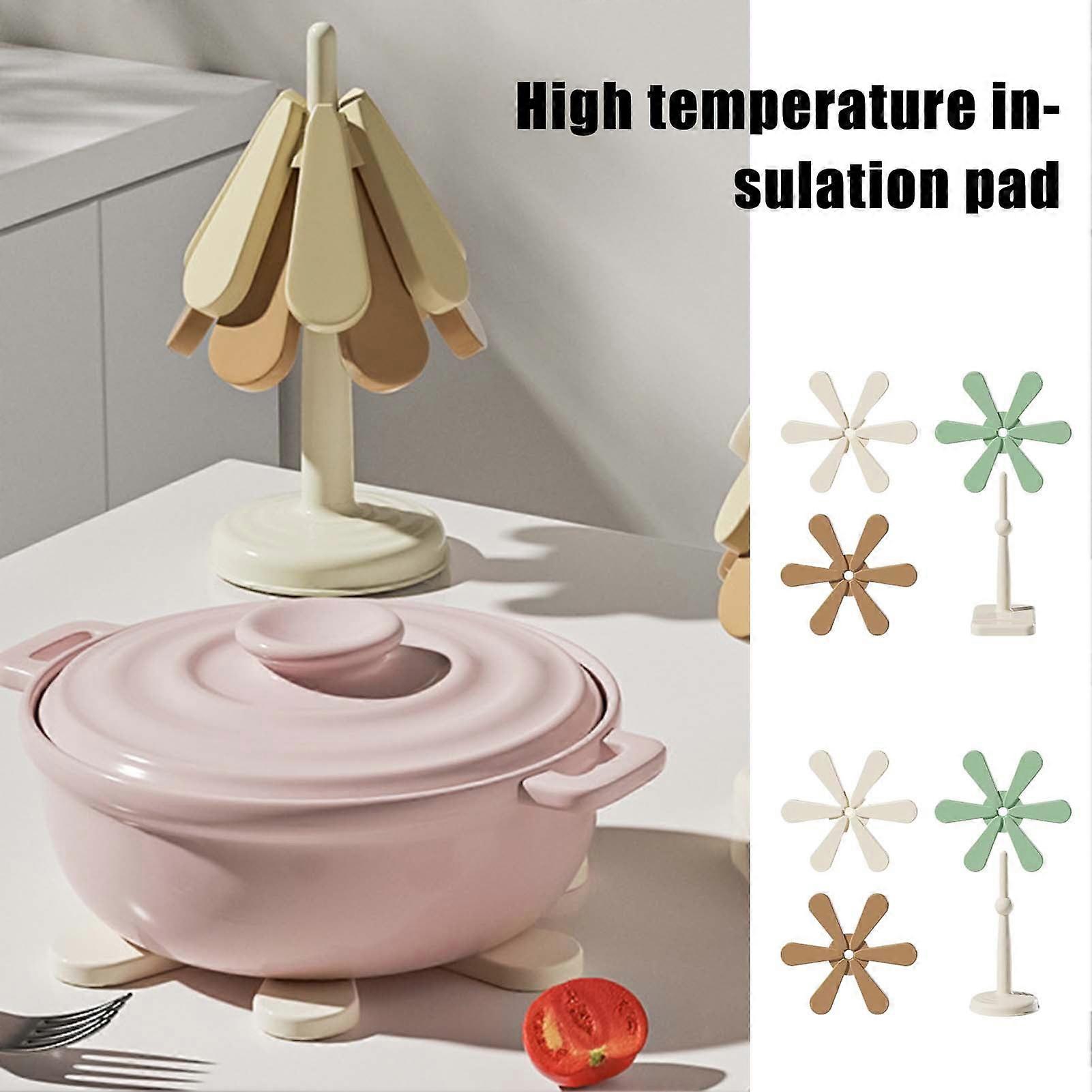 Hariumiu 3Pcs Coasters Set Heat-Insulating Silicone Mats for Hot Dishes Teapots And Table Decor Christmas Tree Shape Trivet with Base