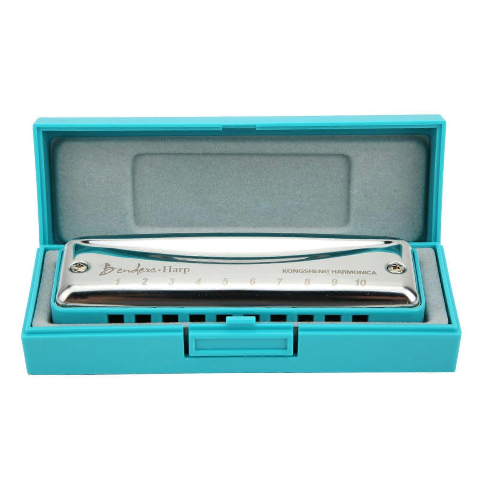 10Hole Harmonica Blues Db Key Harp Portable Musical Instrument Beginner PracticeBlue