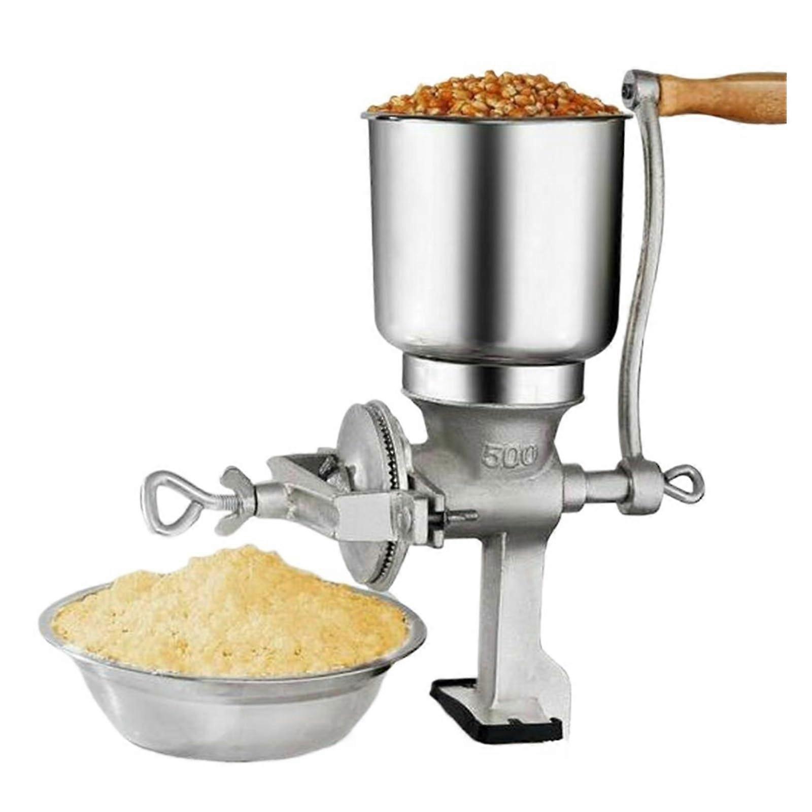 Manual Corn Grinder Hand Mill for Wheat Rice Oats Soybeans Pepper Kitchen Tool Silver
