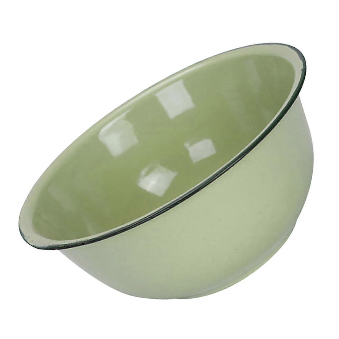 Vintage Green Enamel Mixing Bowl Deep SpillResistant Retro Design for Kitchen Serving and Salad