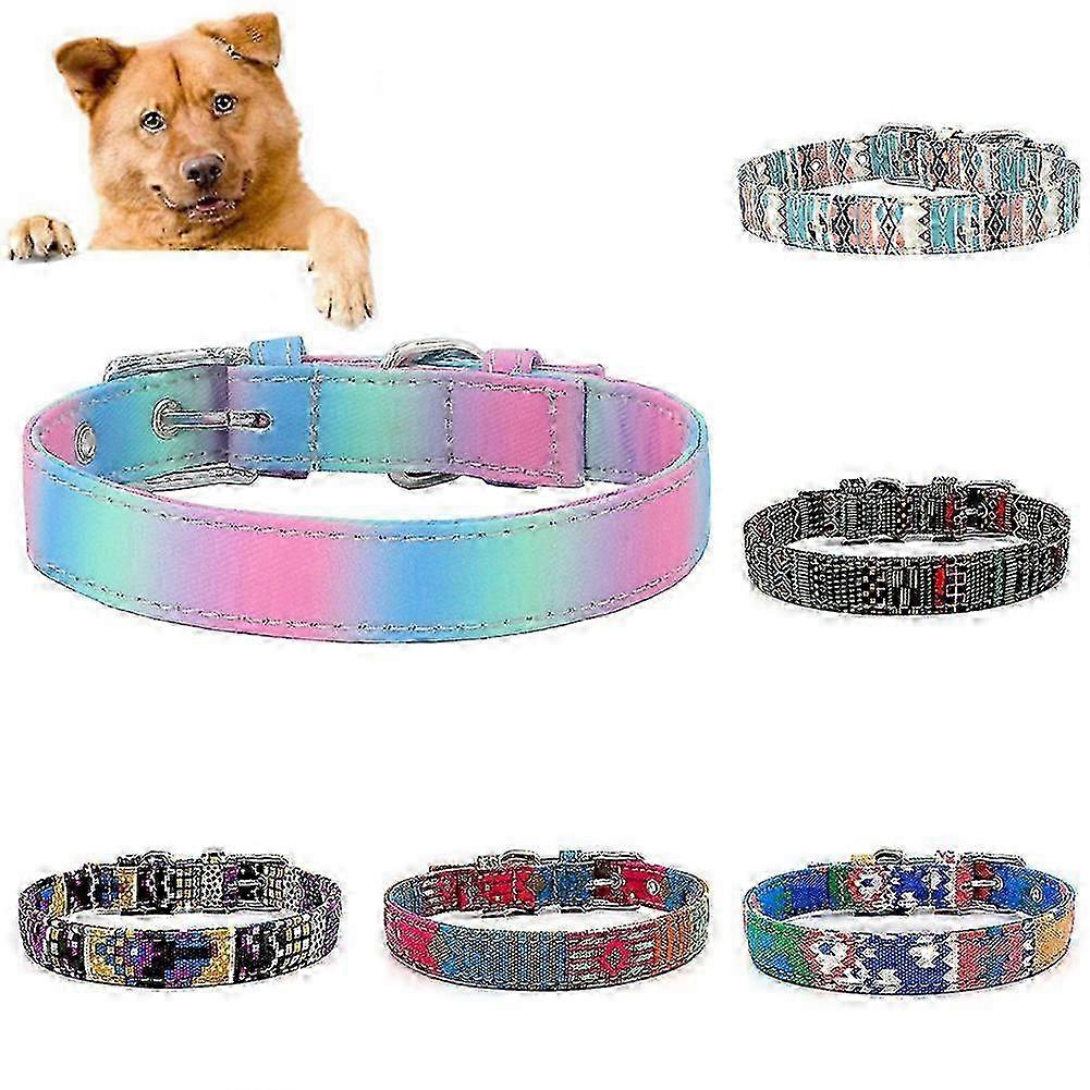 Dog Collar Flower Pattern Softness Dog Tool Safety Reflective Dog Collar with Buckle for Dog w