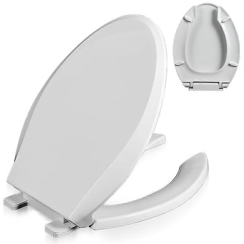 Soft Close Toilet Seat White PP VShaped Heavy Duty Open Front with Quick Release Hinges