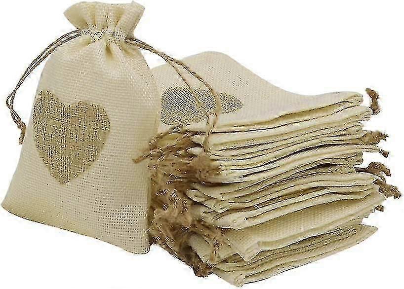 30pcs Hessian With Hearts Gift Bag