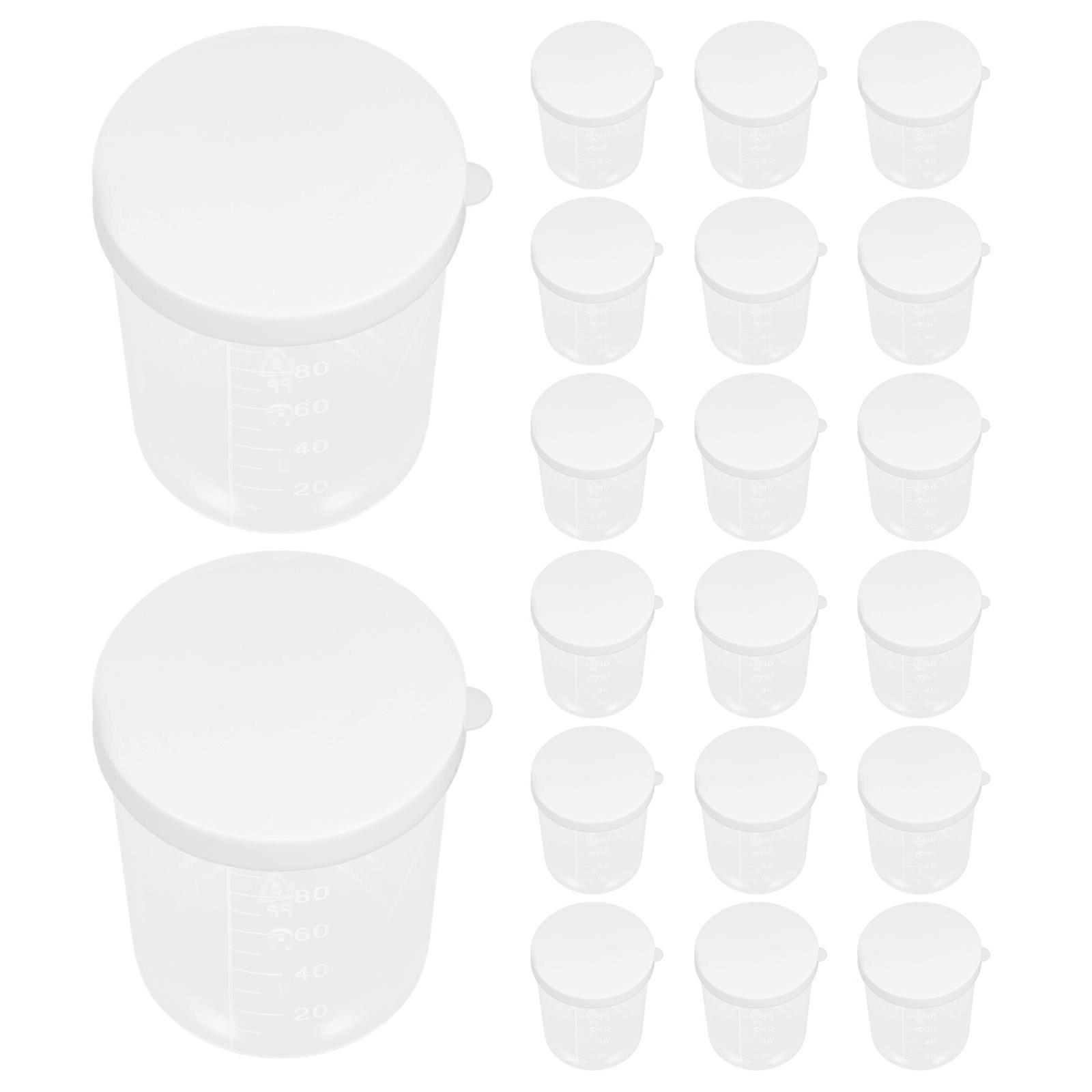 Graduated Measuring Cup with Lid for Sample Collection 20Pcs Plastic Cups