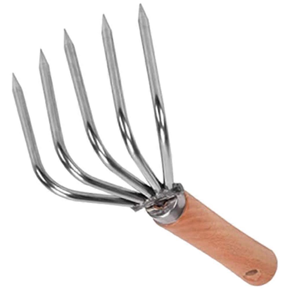 Beach Tool Hand Rake for Shell Digging 5Pcs with Comfortable Wooden Handle