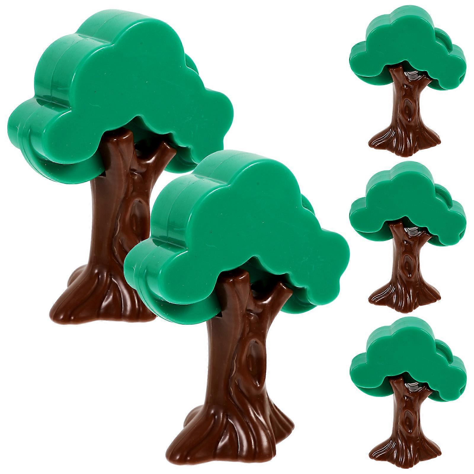 Landscape Model Tree Train Track Scene Tree Model Childrens Exploration Plastic 7X5.6X3.3CM 5Pcs