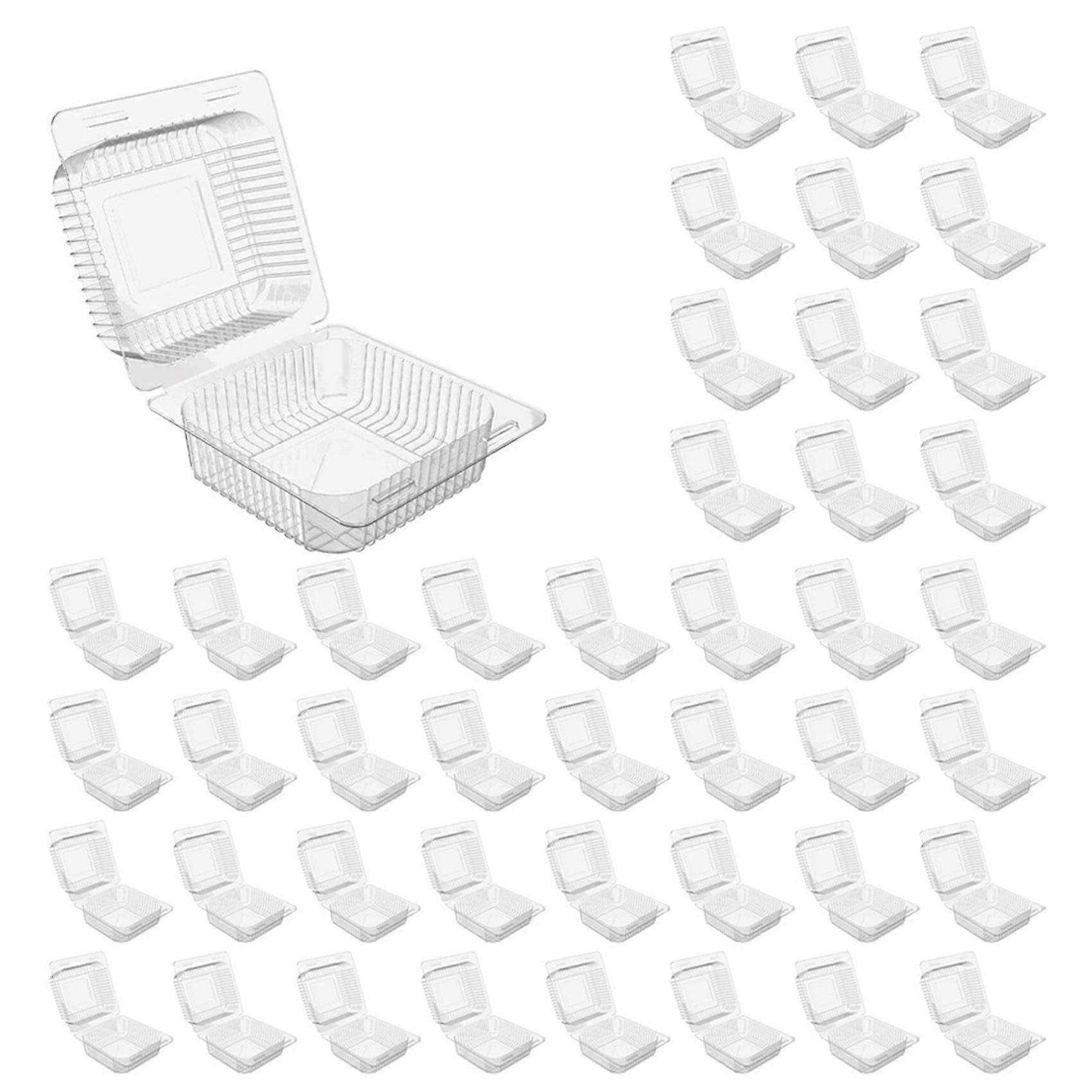 200 Count Clear Plastic Hinged Clamshell Takeout Tray Food Clamshell Containers for Dessert, Cakes, Cookies, Salads