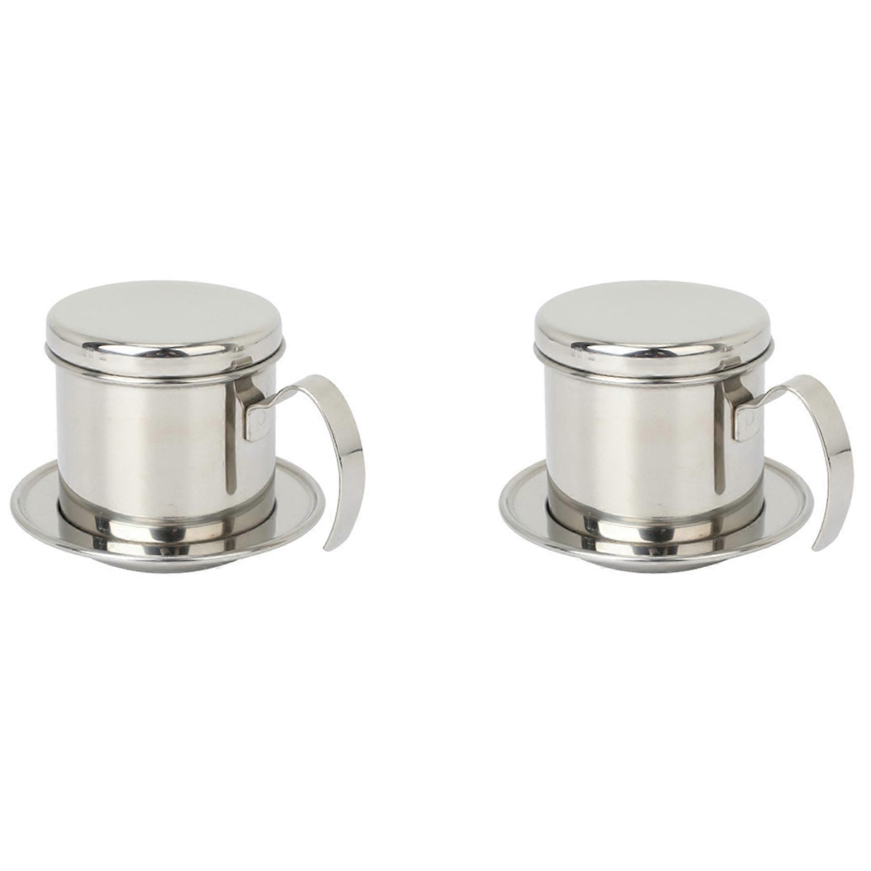 2X Vietnamese Drip Coffee Maker, with Fine Filter Screen Vietnam Vietnamese Coffee Simple Drip Filter Maker for Baristas