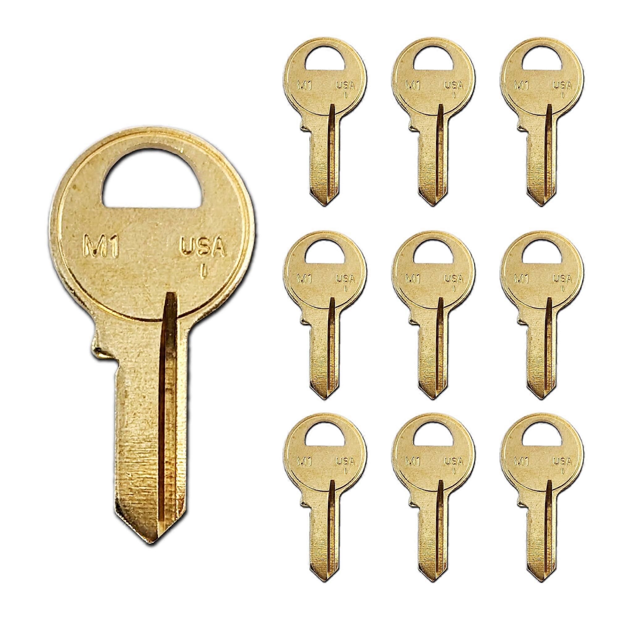 M1 Solid Brass Key Blanks Uncut Pack of 10 for Master Padlocks and Broad Lock Compatibility