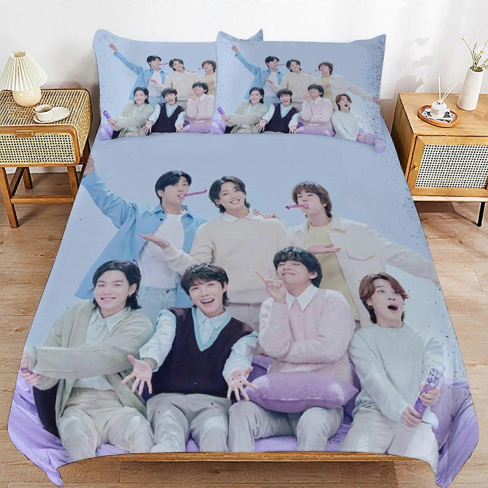 BTS Breathable Bedding Solution Soft Surface Zipper Durable Thread Duvet Cover Sets Comfort Sleep