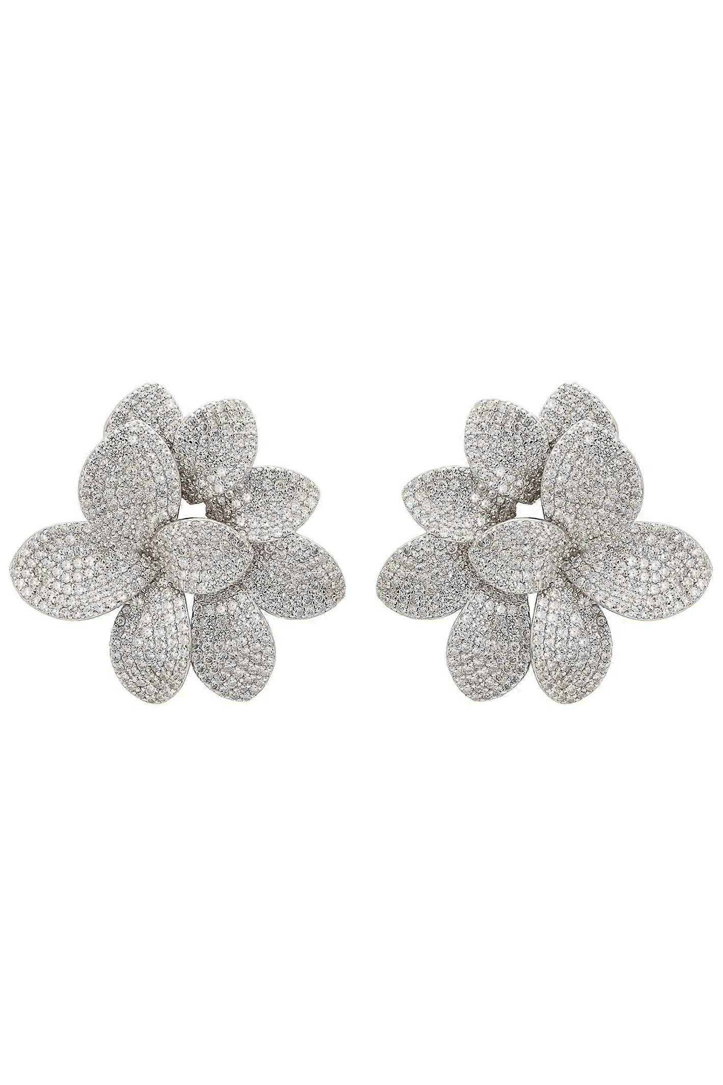 Latelita 女士 925 银孤挺花大号耳钉 - 3.5 x 3.5 厘米
