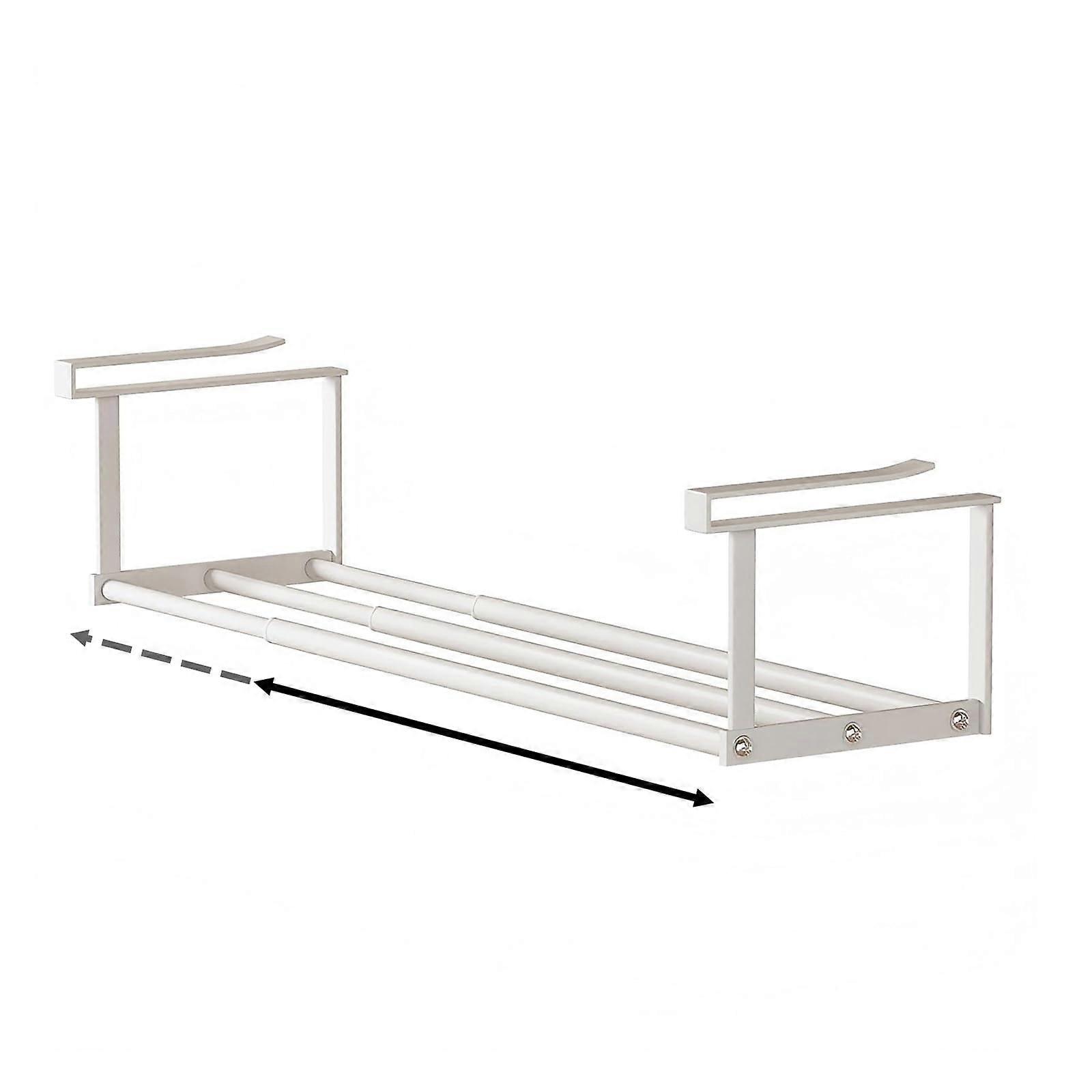 Adjustable Undershelf Shoe Rack Organizer with Stainless Steel Frame for SpaceSaving Closet Storage White