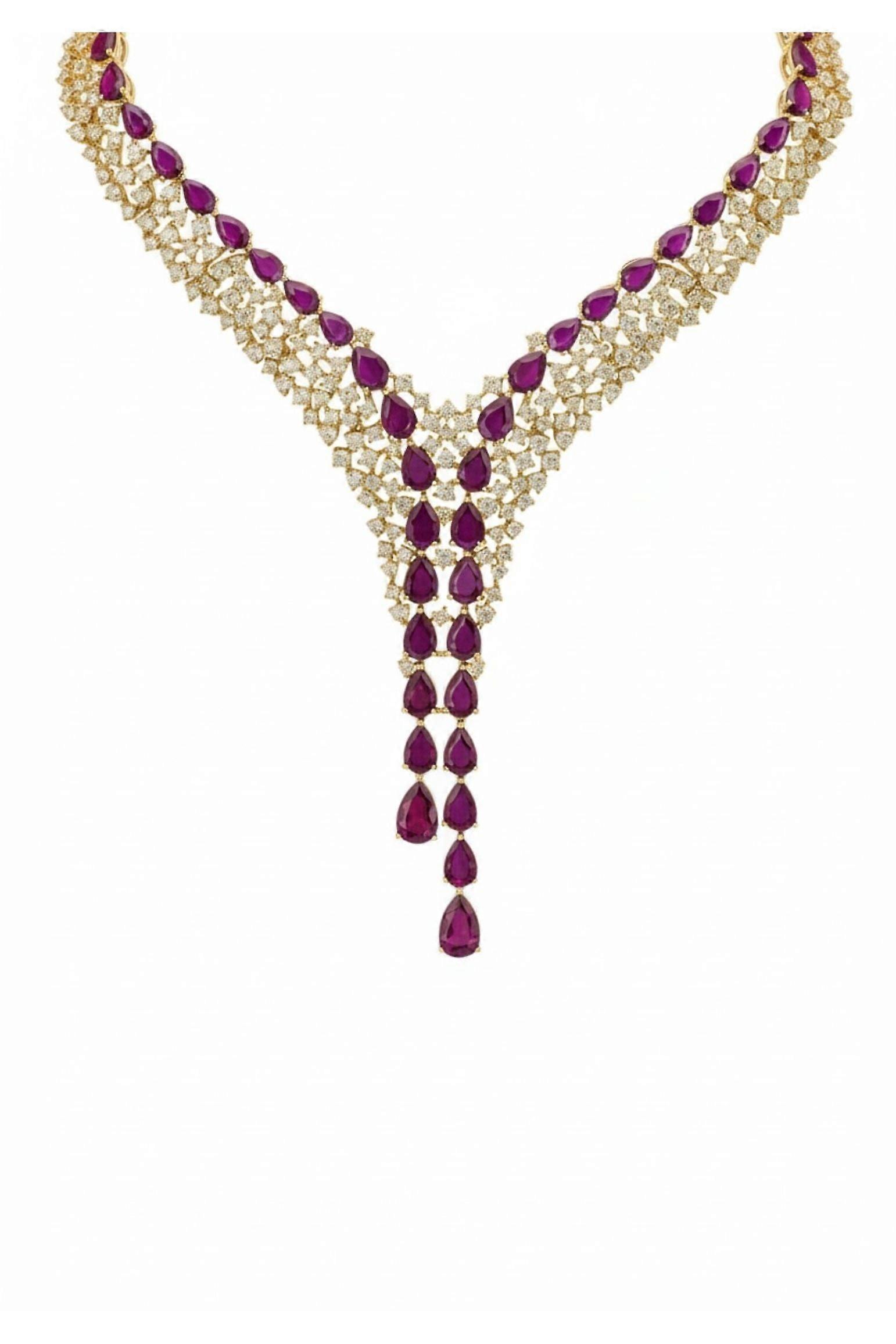 Baroness Statement Necklace Ruby Gold