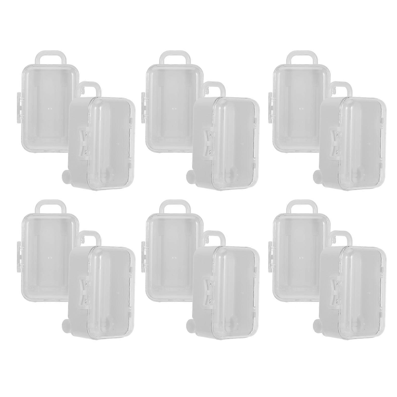 Transparent Mini Suitcase Favor Boxes for Wedding Candy 12Pcs Plastic Case