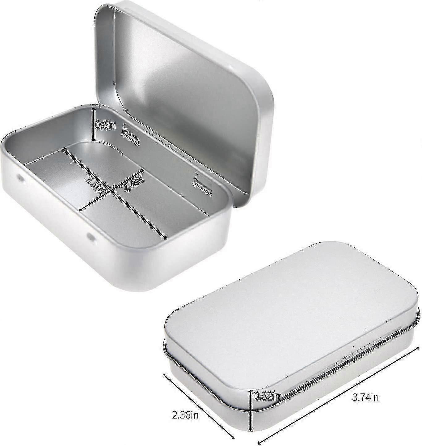 Metal Rectangular Empty Hinged Tins - 30 Pack Silver Mini Portable Box Containers Small Storage Kit Home Organizer - C&S