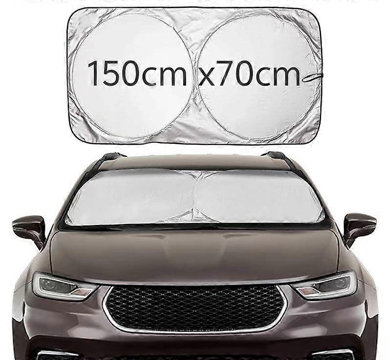 Car Sun Shade 150x70 Front Windshield Sunshade UV Protection VShape Keeps Interior Cool Foldable