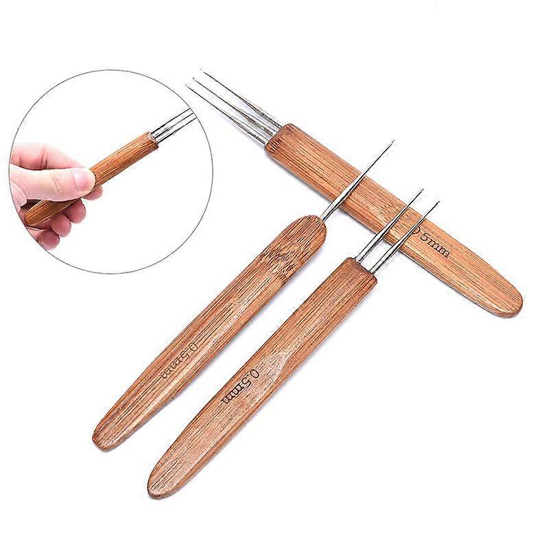 1/3pcs 0.5mm Dreadlock Crochet Needle Hook Bamboo Handle Hooks Tools Making