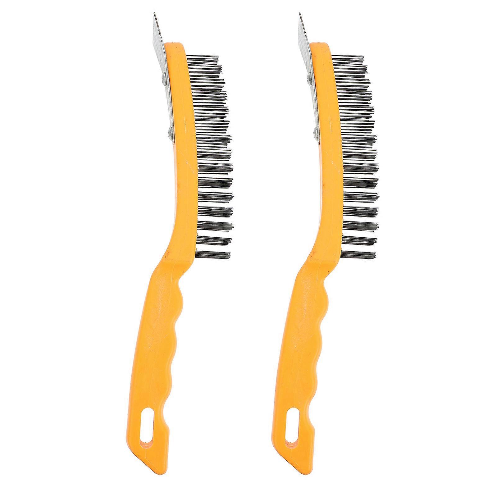 Rust Removal Wire Brush with Plastic Handle Cleaning Tool 2Pcs Set