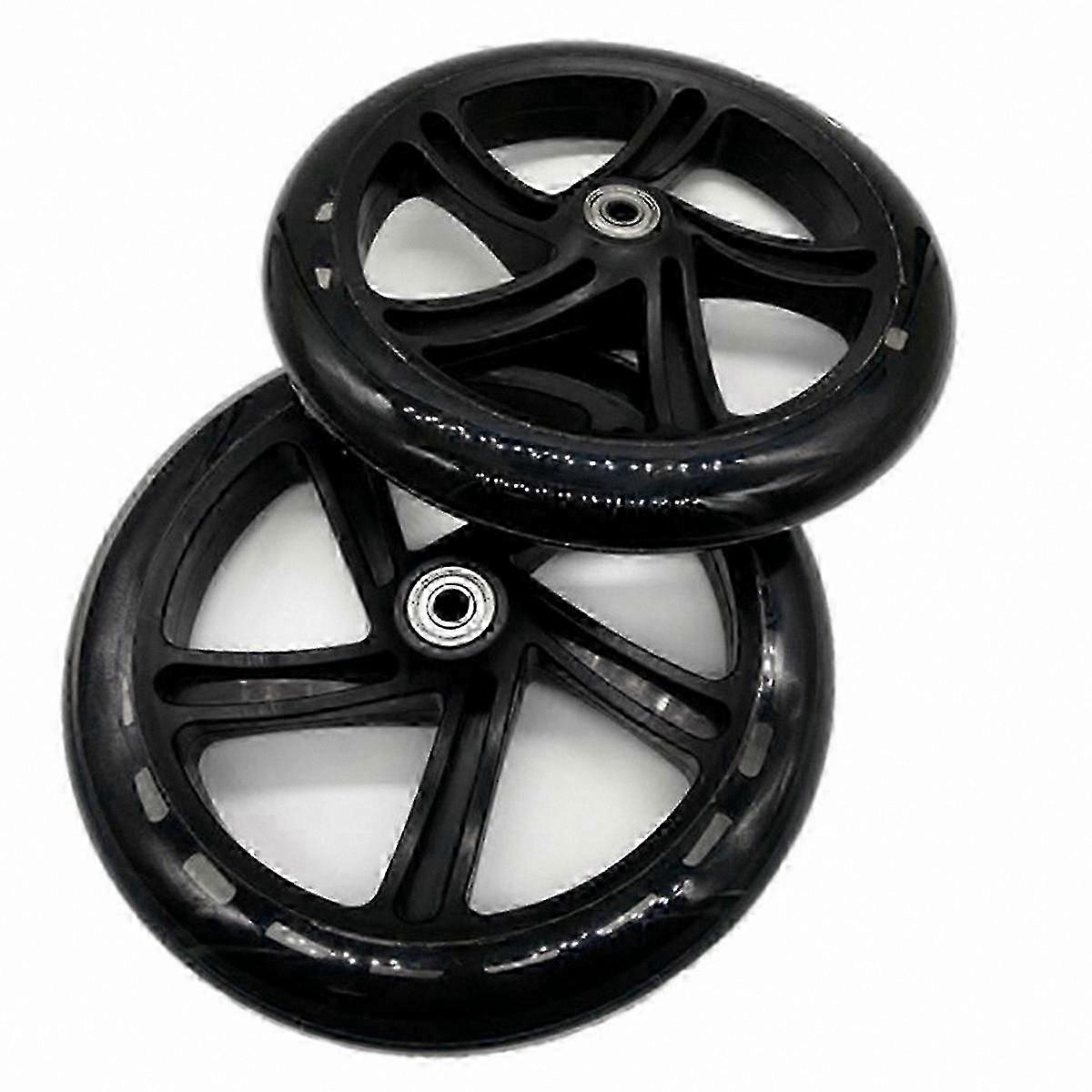 2-Pack 200mm PU Scooter Wheels, Transparent Black Finish