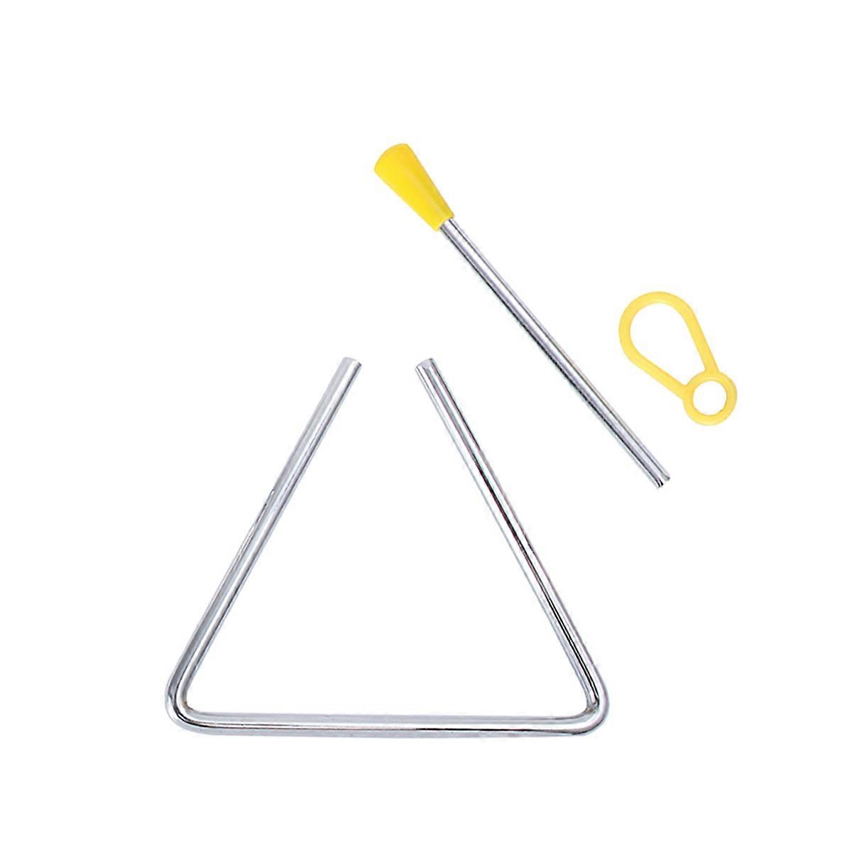 Silver Metal Triangle Music Percussion Instrument for Playing Durable Safe Educational Toy 6 Inches