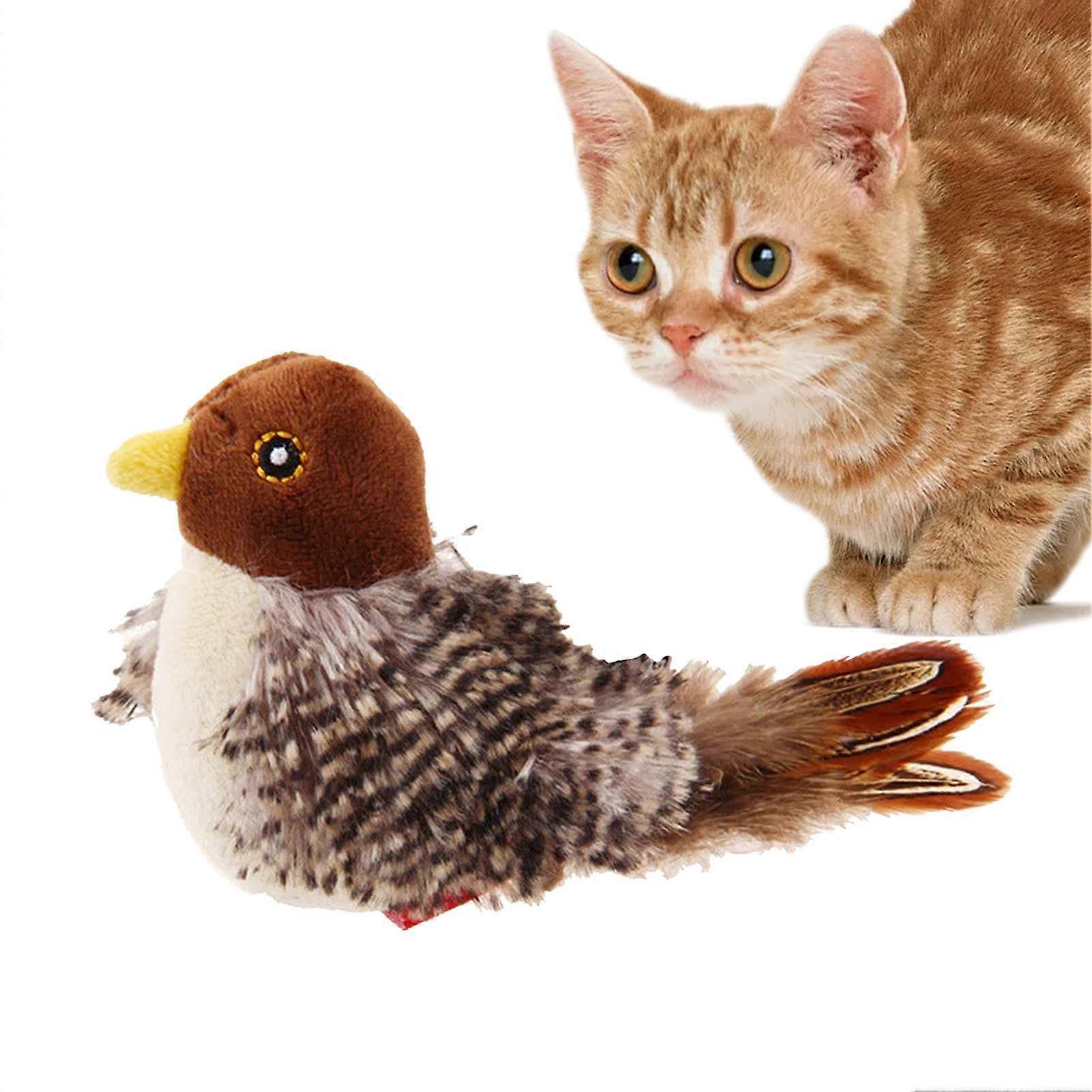 Interactive Chirping Bird Cat Toy with Motion Sensor, Plush Flapping Wings and Realistic Sound