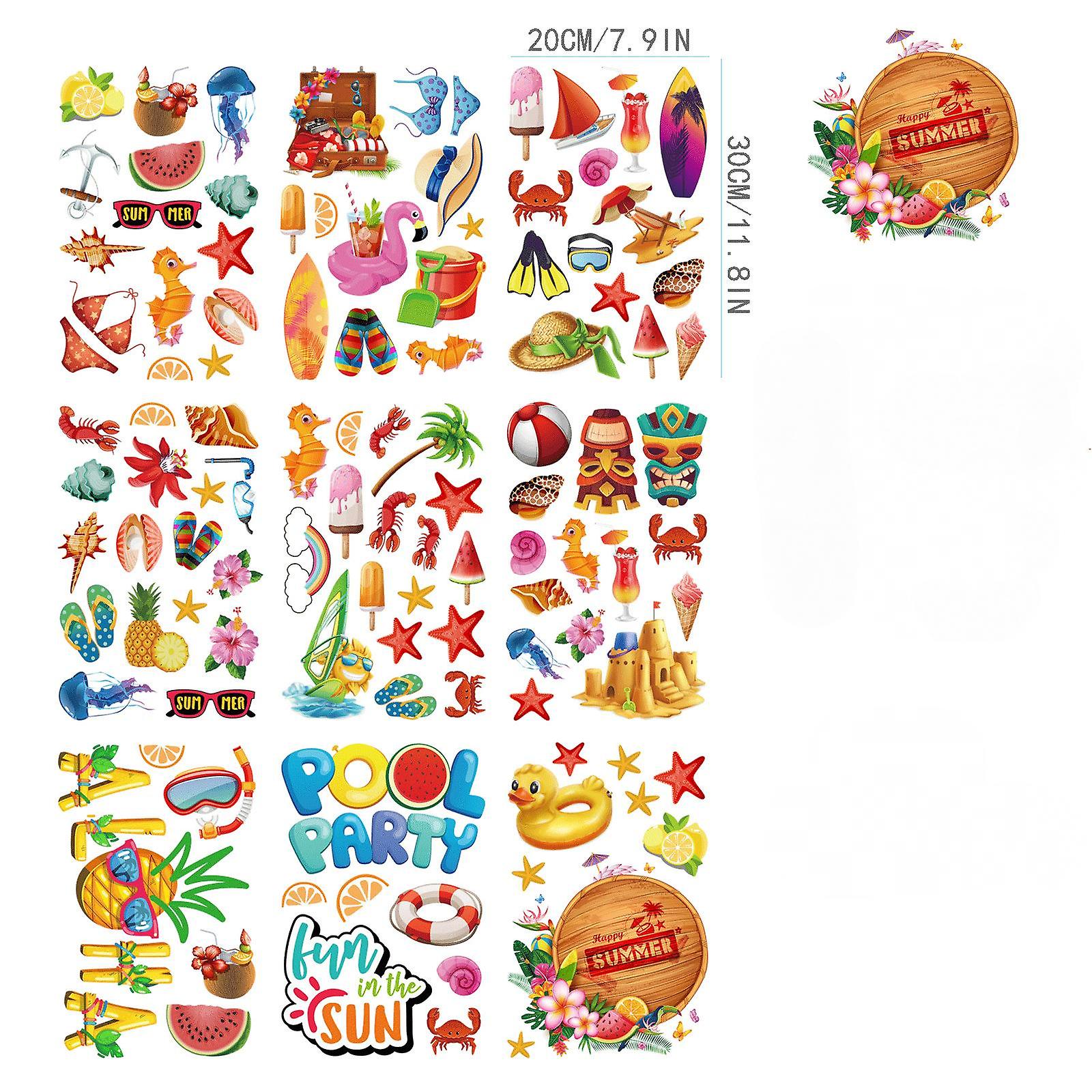 Zomer Raam Clings 9 Lakens Zomer Strand Zwembad Partij Statische Raam