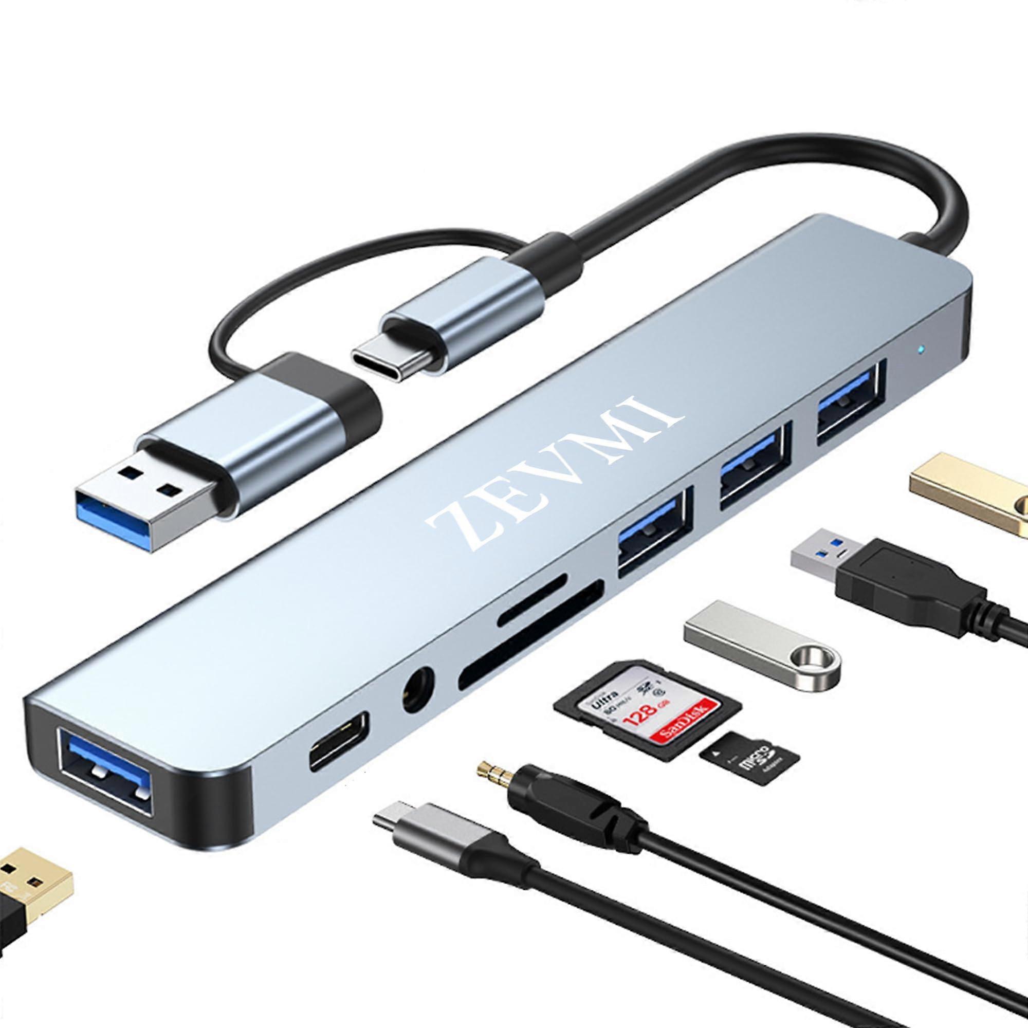USB C Hub 8 Port Adapter with SD Card Reader Audio MultiDevice Connectivity for Laptop MacBook PC