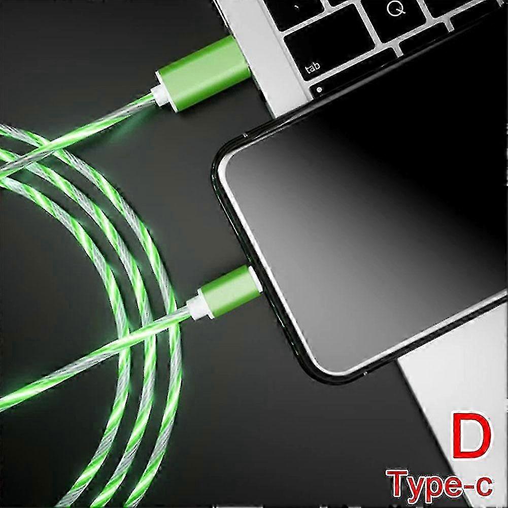 Android/TypeC Fast Charging Cable LED Luminous Glow Flowing USB Cable Colorful