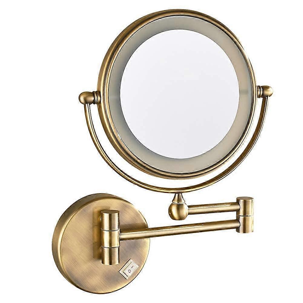 Wall Mounted LED Lighted Makeup Mirror 7X, 8 Inch Bronze Double Sided Vanity with Extendable Arm