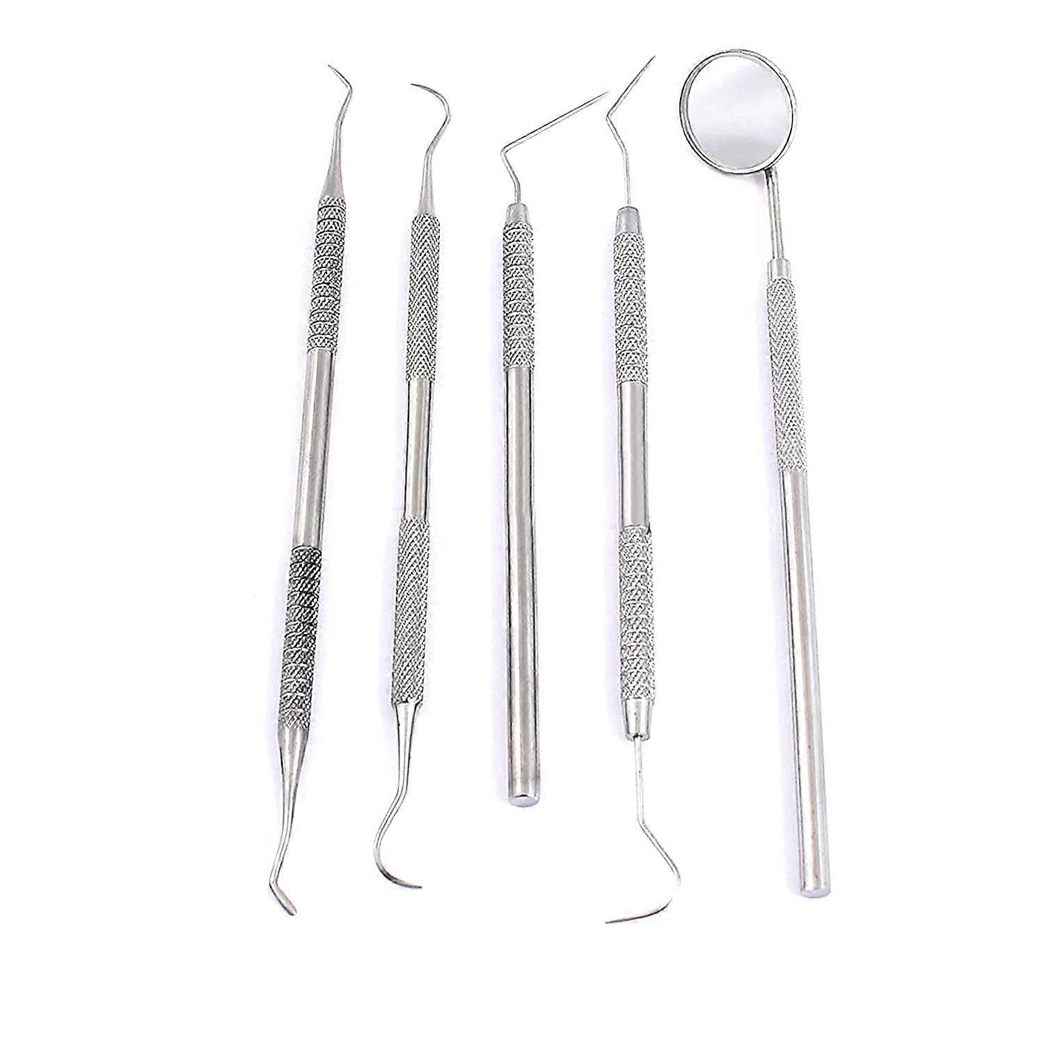 German Grade Stainless Steel Dental Pick Tool Set with Precise Tip Geometry, 5 Piece Kit