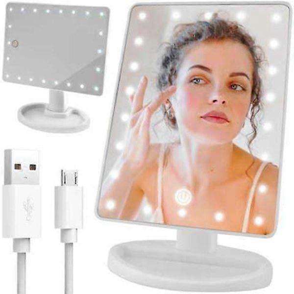 Makeup mirror with LED light - adjustable - white