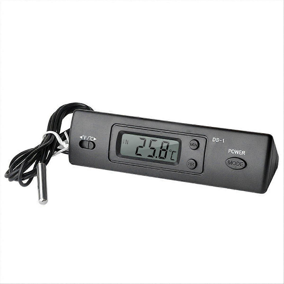 -1 Car Thermometer LCD Display C/F Clock Temperature Sensor