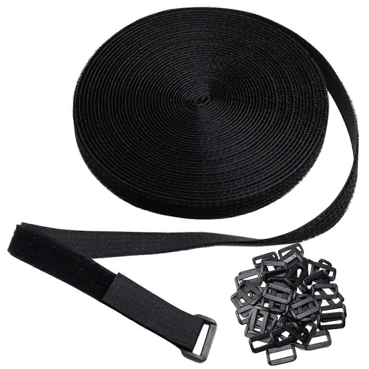 Cable Management Straps Adjustable with Buckle Reusable Hook and Loop Cord Organizer for Electronics