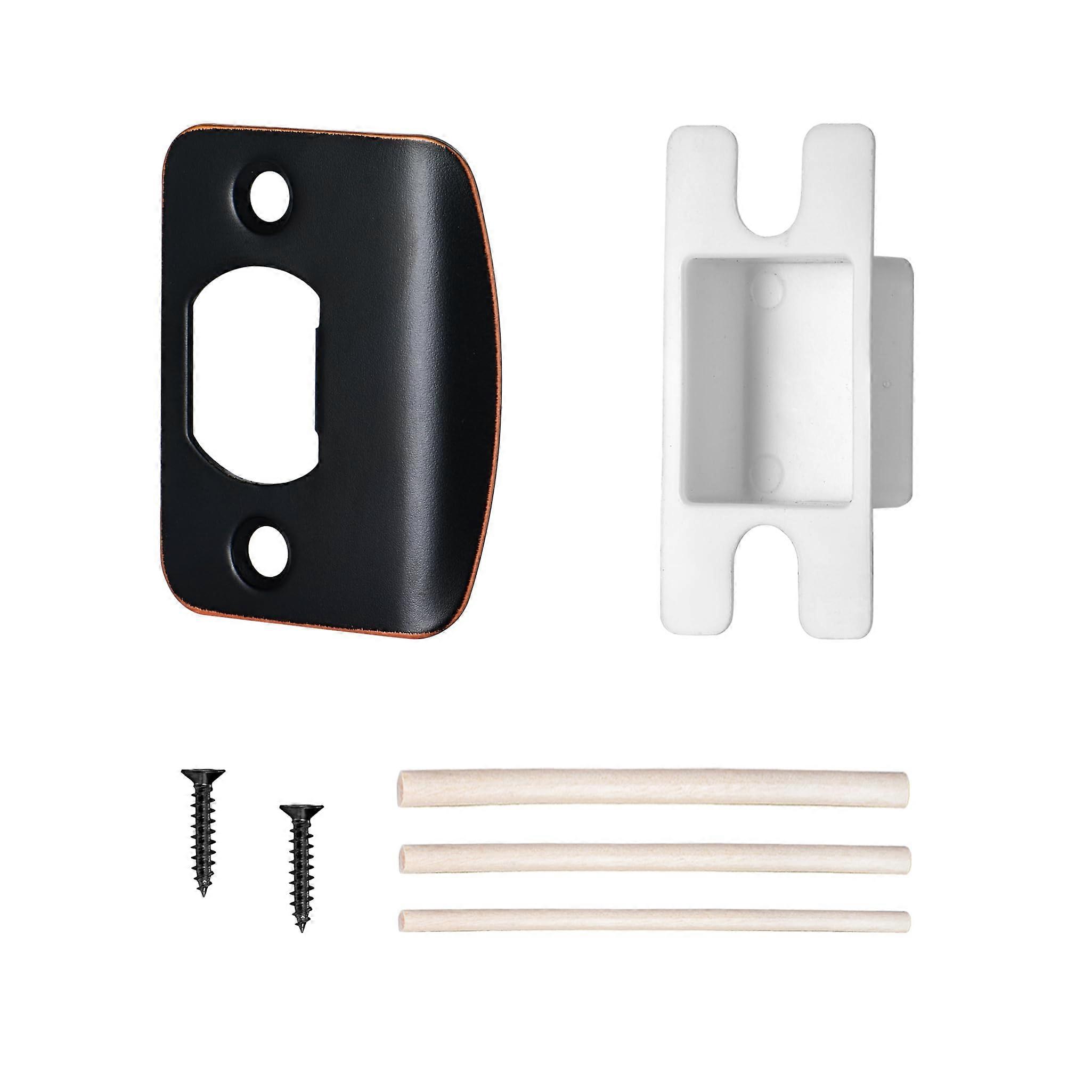 Oil Rubbed Bronze Door Strike Plate Replacement with Security Reinforcement, Single Pack