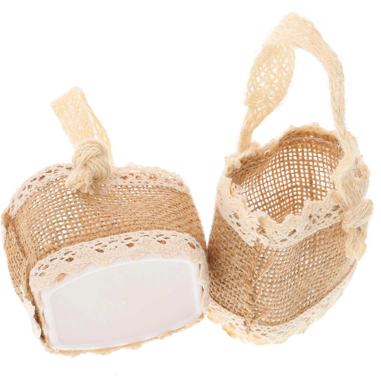 Linen Wedding Mini Basket for Storage Use 2Pcs Mini Basket