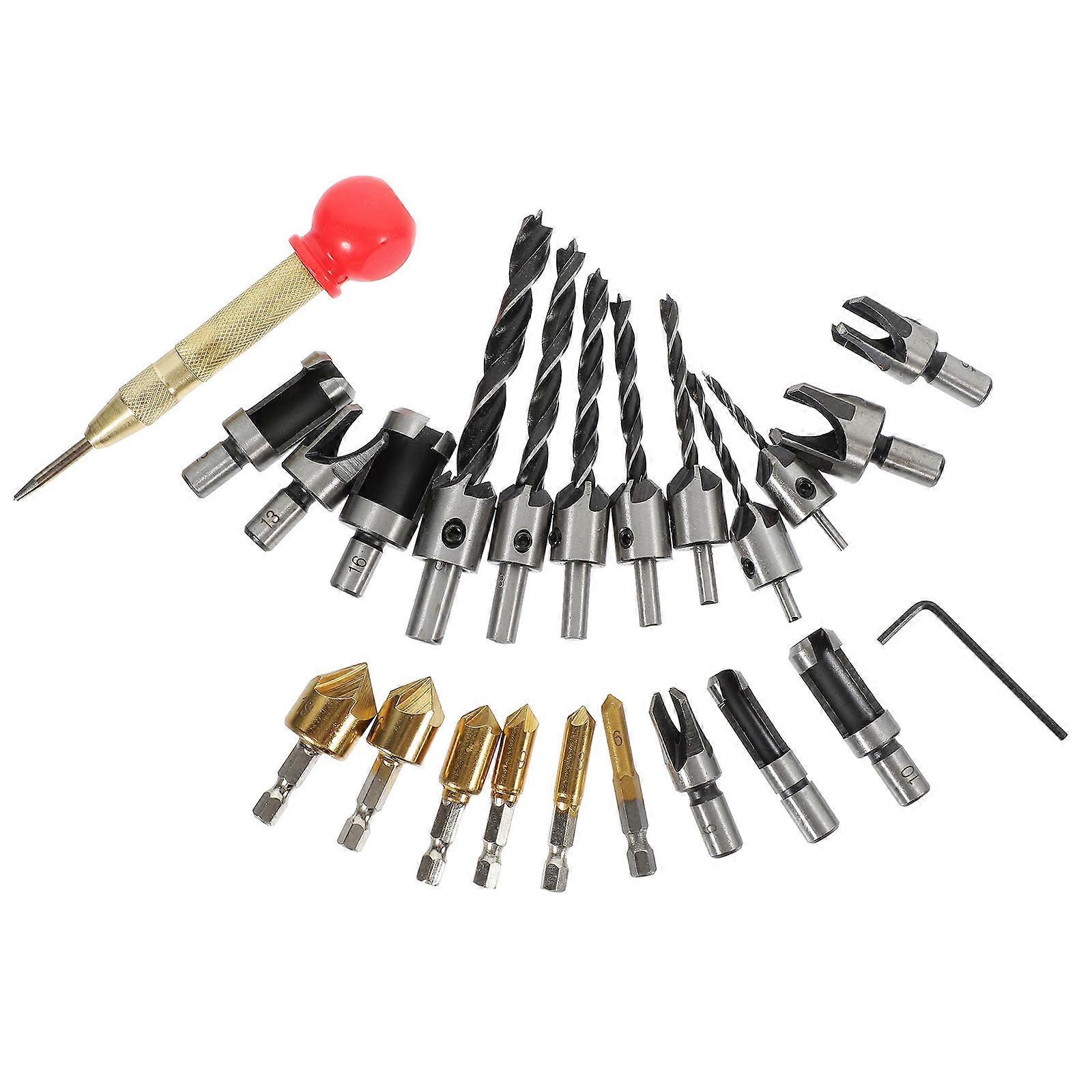 Steel Wood Plug Cutter Countersink Drill Bit Set for Carpentry Use 1Set