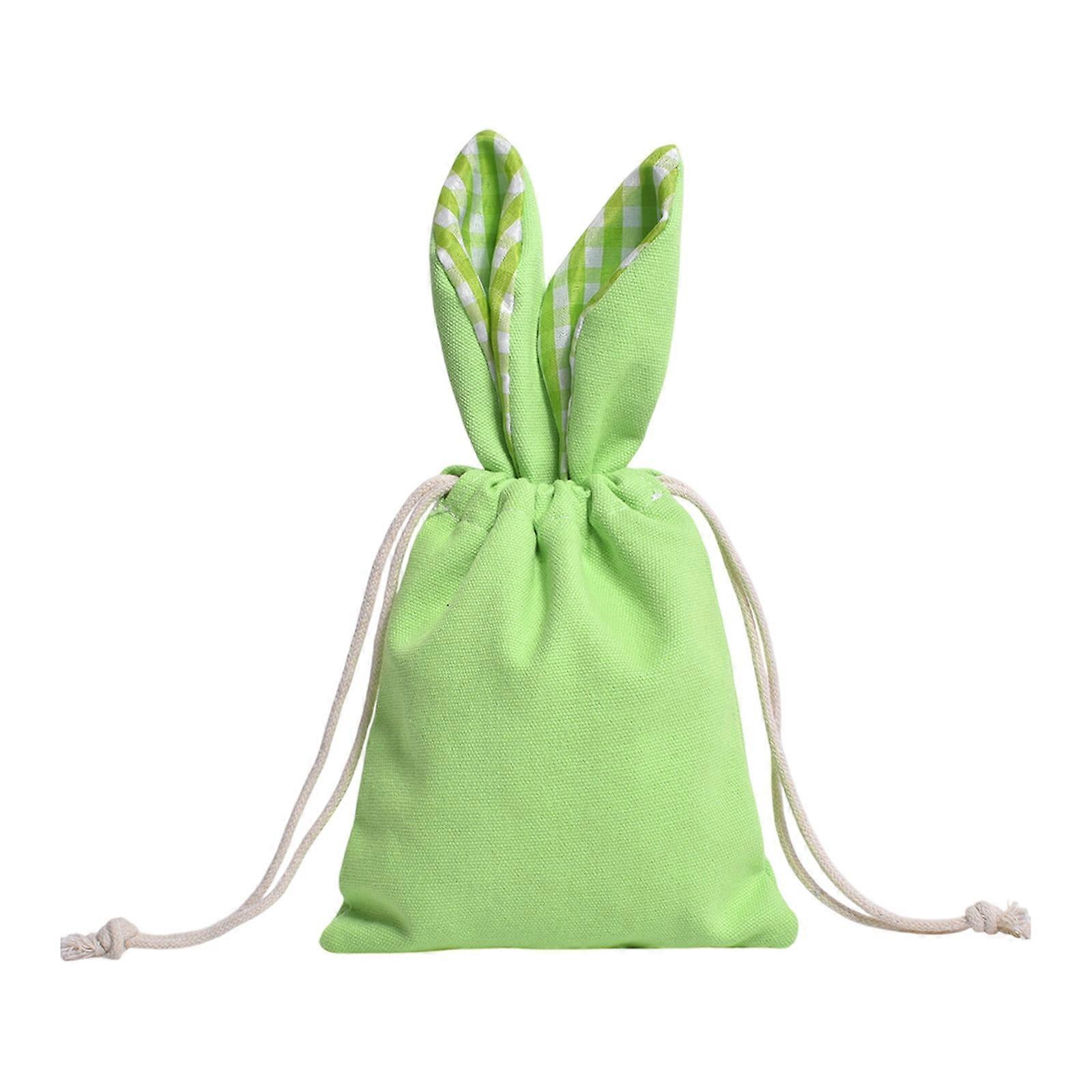 Canvas Easter Bag Border Rabbits Ears Easter Tote Basket Suitable for Easter Eggs,Easter Decorations(Green)