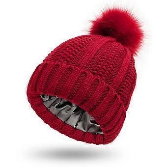 Hatte til mænd og kvinder, vinterstrikket hue med pompon, varm strikhue, hue til kvinder, baseballkasket